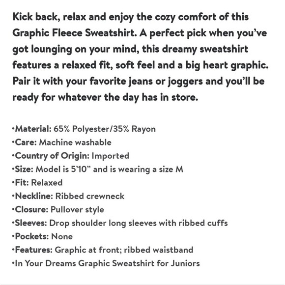 Juniors’ In Your Dreams Graphic Fleece Sweatshirt - Picture 8 of 8